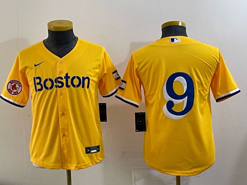 Youth 2025 Boston Red Sox #9 No Name Yellow Nike MLB Jersey 06